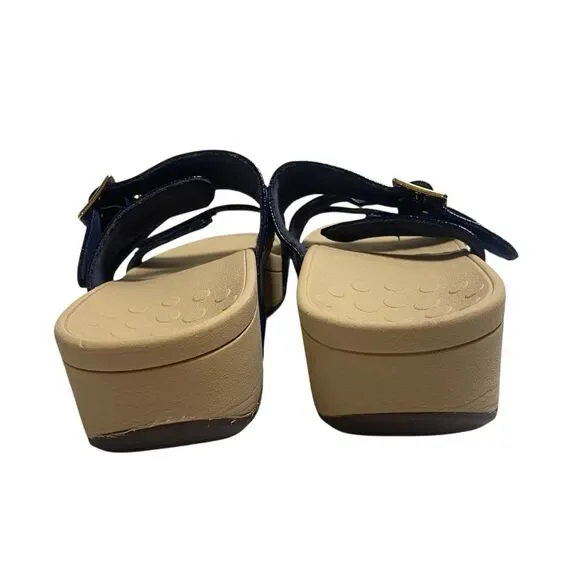 Vionic Rio Platform Sandals Wedge Adjustable Straps Navy Blue Womens Size 10.5 - Picture 3 of 10